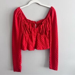 Free People Ladybug Flambé long sleeve top size Medium coral color